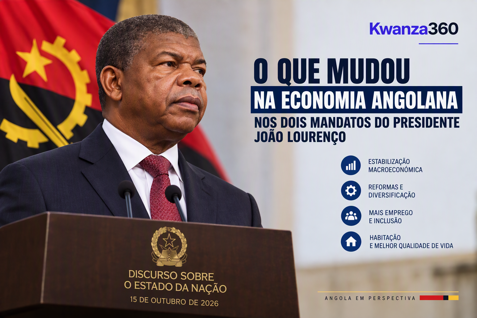 O que mudou na economia angolana nos dois mandatos do presidente João Lourenço-Discurso sobre o Estado da Nação em 15 de Outubro de 2026